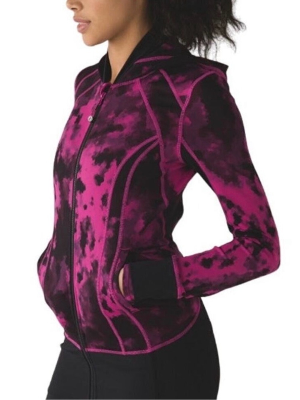 Lululemon daily practice jacket - blooming raspberry, pixie and black
